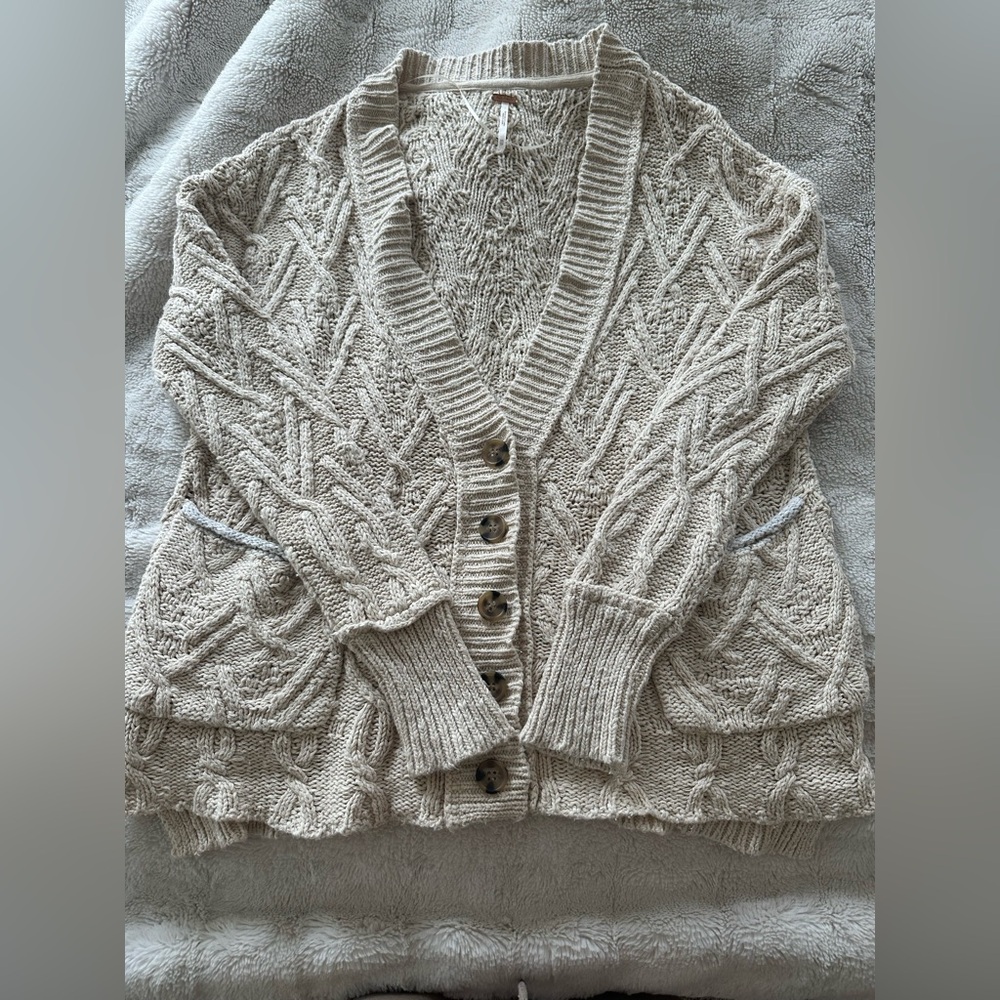 Free People Textured Knit Cardigan - Cream